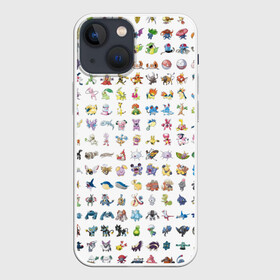 Чехол для iPhone 13 mini с принтом Wall в Новосибирске,  |  | bulbasaur | pikachu | pokemon | squirtle | бальбазар | пикачу | покемон | сквиртл