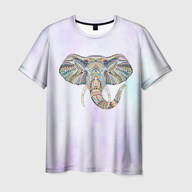 Мужская футболка 3D с принтом Слон в Новосибирске, 100% полиэфир | прямой крой, круглый вырез горловины, длина до линии бедер | Тематика изображения на принте: слон