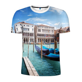 Мужская футболка 3D спортивная с принтом Италия (Венеция) в Новосибирске, 100% полиэстер с улучшенными характеристиками | приталенный силуэт, круглая горловина, широкие плечи, сужается к линии бедра | europe | italy | venice | венеция | вода | европа | ес | италия | каникулы | лодки | отдых | отпуск | солнце | туризм