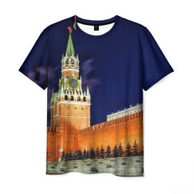 Мужская футболка 3D с принтом Кремль в Новосибирске, 100% полиэфир | прямой крой, круглый вырез горловины, длина до линии бедер | moscow | russia | гордость | кремль | москва | отечество | родина | россия | столица