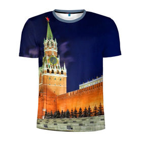Мужская футболка 3D спортивная с принтом Кремль в Новосибирске, 100% полиэстер с улучшенными характеристиками | приталенный силуэт, круглая горловина, широкие плечи, сужается к линии бедра | moscow | russia | гордость | кремль | москва | отечество | родина | россия | столица