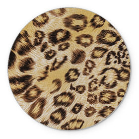 Коврик круглый с принтом Леопардовая ткань в Новосибирске, резина и полиэстер | круглая форма, изображение наносится на всю лицевую часть | Тематика изображения на принте: гепард | гламур | леопард | мода | пятна | роскошь | ткань | точки | шерсть
