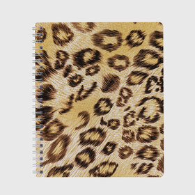 Тетрадь с принтом Леопардовая ткань в Новосибирске, 100% бумага | 48 листов, плотность листов — 60 г/м2, плотность картонной обложки — 250 г/м2. Листы скреплены сбоку удобной пружинной спиралью. Уголки страниц и обложки скругленные. Цвет линий — светло-серый
 | Тематика изображения на принте: гепард | гламур | леопард | мода | пятна | роскошь | ткань | точки | шерсть