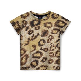 Детская футболка 3D с принтом Леопардовая ткань в Новосибирске, 100% гипоаллергенный полиэфир | прямой крой, круглый вырез горловины, длина до линии бедер, чуть спущенное плечо, ткань немного тянется | гепард | гламур | леопард | мода | пятна | роскошь | ткань | точки | шерсть