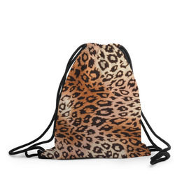 Рюкзак-мешок 3D с принтом Леопардовая шкура в Новосибирске, 100% полиэстер | плотность ткани — 200 г/м2, размер — 35 х 45 см; лямки — толстые шнурки, застежка на шнуровке, без карманов и подкладки | Тематика изображения на принте: гепард | гламур | леопард | мода | роскошь | шерсть