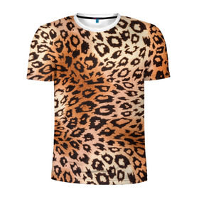 Мужская футболка 3D спортивная с принтом Леопардовая шкура в Новосибирске, 100% полиэстер с улучшенными характеристиками | приталенный силуэт, круглая горловина, широкие плечи, сужается к линии бедра | Тематика изображения на принте: гепард | гламур | леопард | мода | роскошь | шерсть