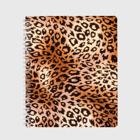 Тетрадь с принтом Леопардовая шкура в Новосибирске, 100% бумага | 48 листов, плотность листов — 60 г/м2, плотность картонной обложки — 250 г/м2. Листы скреплены сбоку удобной пружинной спиралью. Уголки страниц и обложки скругленные. Цвет линий — светло-серый
 | Тематика изображения на принте: гепард | гламур | леопард | мода | роскошь | шерсть