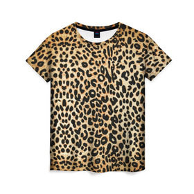 Женская футболка 3D с принтом Гепард (шкура) в Новосибирске, 100% полиэфир ( синтетическое хлопкоподобное полотно) | прямой крой, круглый вырез горловины, длина до линии бедер | гепард | гламур | леопард | мода | пятна | роскошь | ткань | точки | шерсть