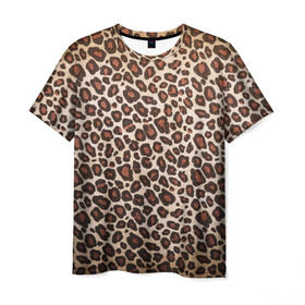 Мужская футболка 3D с принтом Шкура гепарда в Новосибирске, 100% полиэфир | прямой крой, круглый вырез горловины, длина до линии бедер | гепард | гламур | леопард | мода | пятна | роскошь | ткань | точки | шерсть