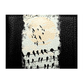Обложка для студенческого билета с принтом Темная стая в Новосибирске, натуральная кожа | Размер: 11*8 см; Печать на всей внешней стороне | ворон | закат | ласточки | новинки | популярное | птицы | темнота