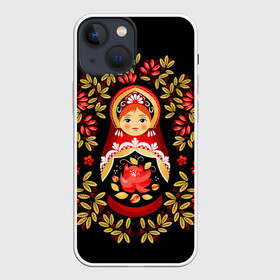 Чехол для iPhone 13 mini с принтом Матрешка в Новосибирске,  |  | flowers | matryoshka | russian | роспись | русская | цветы