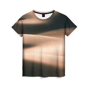 Женская футболка 3D с принтом Барханы в Новосибирске, 100% полиэфир ( синтетическое хлопкоподобное полотно) | прямой крой, круглый вырез горловины, длина до линии бедер | аравия | барханы | бедуин | восток | пески | пустыня | солнце | товарищ сухов
