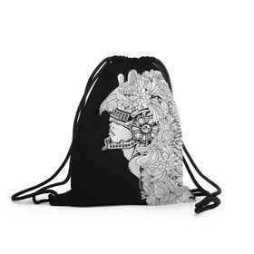 Рюкзак-мешок 3D с принтом Ангел мира в Новосибирске, 100% полиэстер | плотность ткани — 200 г/м2, размер — 35 х 45 см; лямки — толстые шнурки, застежка на шнуровке, без карманов и подкладки | ангел | белое | девушка | киборг | крылья | новинки | текстуры | цветы | черное