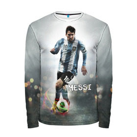 Мужской лонгслив 3D с принтом Leo Messi в Новосибирске, 100% полиэстер | длинные рукава, круглый вырез горловины, полуприлегающий силуэт | barselona | messi | аргентина | барселона | месси | мяч | футбол