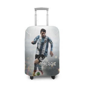 Чехол для чемодана 3D с принтом Leo Messi в Новосибирске, 86% полиэфир, 14% спандекс | двустороннее нанесение принта, прорези для ручек и колес | barselona | messi | аргентина | барселона | месси | мяч | футбол