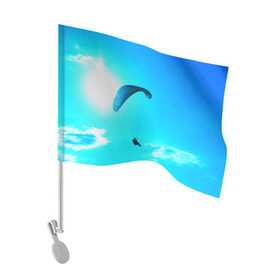 Флаг для автомобиля с принтом Прыжок в Новосибирске, 100% полиэстер | Размер: 30*21 см | парашют | прыжок | синяя