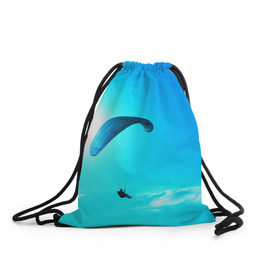 Рюкзак-мешок 3D с принтом Прыжок в Новосибирске, 100% полиэстер | плотность ткани — 200 г/м2, размер — 35 х 45 см; лямки — толстые шнурки, застежка на шнуровке, без карманов и подкладки | парашют | прыжок | синяя