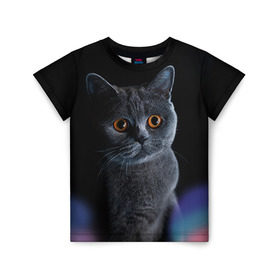 Детская футболка 3D с принтом Британец 1 в Новосибирске, 100% гипоаллергенный полиэфир | прямой крой, круглый вырез горловины, длина до линии бедер, чуть спущенное плечо, ткань немного тянется | британец | британская | британцы | кот | котенок | котик | котэ | кошка