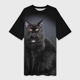Платье-футболка 3D с принтом Мейн кун 3 в Новосибирске,  |  | Тематика изображения на принте: кот | котенок | котик | котэ | кошка | мейн кун | мейнкун | мэйн кун | мэйнкун