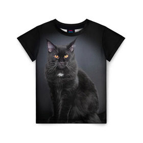 Детская футболка 3D с принтом Мейн-кун 3 в Новосибирске, 100% гипоаллергенный полиэфир | прямой крой, круглый вырез горловины, длина до линии бедер, чуть спущенное плечо, ткань немного тянется | Тематика изображения на принте: кот | котенок | котик | котэ | кошка | мейн кун | мейнкун | мэйн кун | мэйнкун