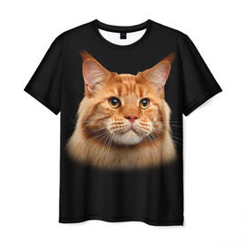 Мужская футболка 3D с принтом Мейн-кун 6 в Новосибирске, 100% полиэфир | прямой крой, круглый вырез горловины, длина до линии бедер | кот | котенок | котик | котэ | кошка | мейн кун | мейнкун | мэйн кун | мэйнкун