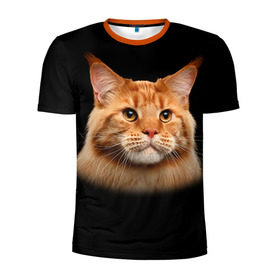 Мужская футболка 3D спортивная с принтом Мейн-кун 6 в Новосибирске, 100% полиэстер с улучшенными характеристиками | приталенный силуэт, круглая горловина, широкие плечи, сужается к линии бедра | Тематика изображения на принте: кот | котенок | котик | котэ | кошка | мейн кун | мейнкун | мэйн кун | мэйнкун