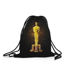 Рюкзак-мешок 3D с принтом Оскар в Новосибирске, 100% полиэстер | плотность ткани — 200 г/м2, размер — 35 х 45 см; лямки — толстые шнурки, застежка на шнуровке, без карманов и подкладки | американская киноакадемия | золото | кинематограф | кино | кинофестиваль | награда | премия оскар