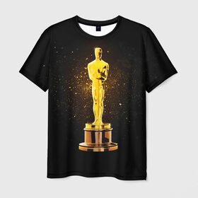 Мужская футболка 3D с принтом Оскар в Новосибирске, 100% полиэфир | прямой крой, круглый вырез горловины, длина до линии бедер | американская киноакадемия | золото | кинематограф | кино | кинофестиваль | награда | премия оскар