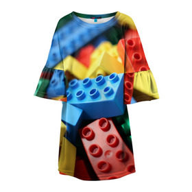Детское платье 3D с принтом Лего в Новосибирске, 100% полиэстер | прямой силуэт, чуть расширенный к низу. Круглая горловина, на рукавах — воланы | Тематика изображения на принте: lego | дети