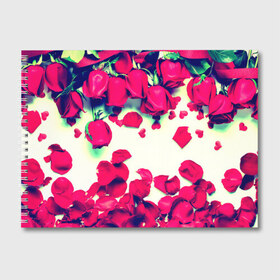 Альбом для рисования с принтом Розовые розы в Новосибирске, 100% бумага
 | матовая бумага, плотность 200 мг. | лепестки | цветы