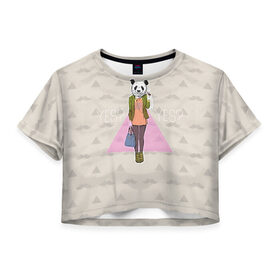 Женская футболка 3D укороченная с принтом Хипстер 2 в Новосибирске, 100% полиэстер | круглая горловина, длина футболки до линии талии, рукава с отворотами | 