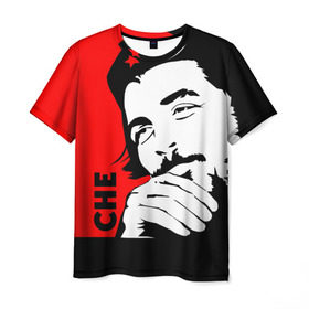 Мужская футболка 3D с принтом Че Гевара в Новосибирске, 100% полиэфир | прямой крой, круглый вырез горловины, длина до линии бедер | Тематика изображения на принте: che | che guevara | comandante | revolution | viva | революция | че | чегевара