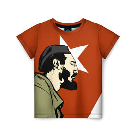 Детская футболка 3D с принтом Куба в Новосибирске, 100% гипоаллергенный полиэфир | прямой крой, круглый вырез горловины, длина до линии бедер, чуть спущенное плечо, ткань немного тянется | che | patria o muerte | кастро | куба | о.м.с.к. | революция | ссср | фидель | фидель кастро