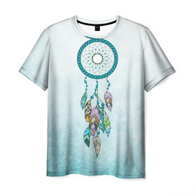 Мужская футболка 3D с принтом Ловец снов в Новосибирске, 100% полиэфир | прямой крой, круглый вырез горловины, длина до линии бедер | dreamcatcher | индейцы | ловец снов | перья | трибал | этника | этно