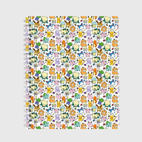 Тетрадь с принтом Pokemon Doodle Big в Новосибирске, 100% бумага | 48 листов, плотность листов — 60 г/м2, плотность картонной обложки — 250 г/м2. Листы скреплены сбоку удобной пружинной спиралью. Уголки страниц и обложки скругленные. Цвет линий — светло-серый
 | pokemon go | бульбозавр | пикачу | покебол | покемон | покемоны | псидак | слоупок | снорлакс | чермандер