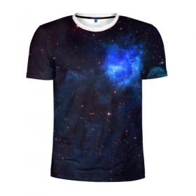 Мужская футболка 3D спортивная с принтом Холодная туманность в Новосибирске, 100% полиэстер с улучшенными характеристиками | приталенный силуэт, круглая горловина, широкие плечи, сужается к линии бедра | Тематика изображения на принте: вселенная | галактика | звёзды | космическое пространство | космос | созвездие