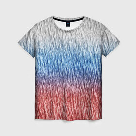 Женская футболка 3D с принтом Текстура стены ,флаг в Новосибирске, 100% полиэфир ( синтетическое хлопкоподобное полотно) | прямой крой, круглый вырез горловины, длина до линии бедер | линии | патриот | полосы | стена | текстура | трещины | флаг | форма | фото | цвет