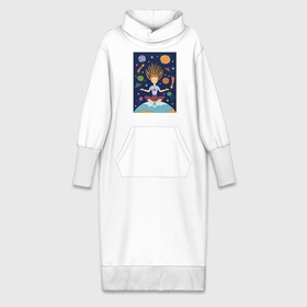 Платье удлиненное хлопок с принтом Йога и гармония в Новосибирске,  |  | девушка | единение | звезды | йога | космос | медитация | планета