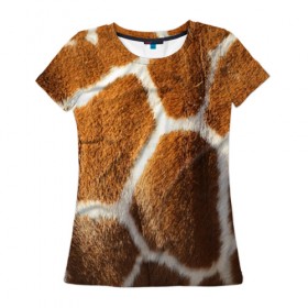Женская футболка 3D с принтом Жираф в Новосибирске, 100% полиэфир ( синтетическое хлопкоподобное полотно) | прямой крой, круглый вырез горловины, длина до линии бедер | 
