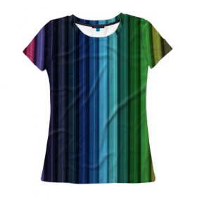 Женская футболка 3D с принтом Цветные карандаши в Новосибирске, 100% полиэфир ( синтетическое хлопкоподобное полотно) | прямой крой, круглый вырез горловины, длина до линии бедер | карандаши | краски | полоски | рисование | узоры | цветные