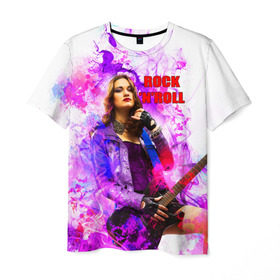 Мужская футболка 3D с принтом Rock-n-Roll в Новосибирске, 100% полиэфир | прямой крой, круглый вырез горловины, длина до линии бедер | rock | гитара | девушка | концерт | рок | рок жив | рок музыка | русский рок