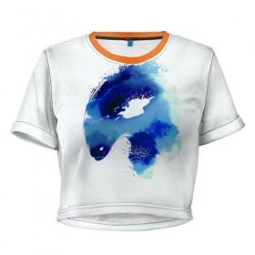 Женская футболка 3D укороченная с принтом Morphling в Новосибирске, 100% полиэстер | круглая горловина, длина футболки до линии талии, рукава с отворотами | dota | dota 2 | morphling | дота | дотан | морфинг | раки