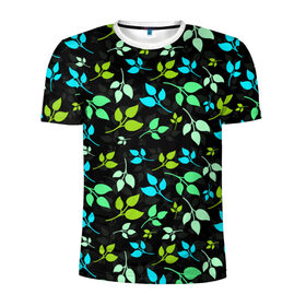 Мужская футболка 3D спортивная с принтом цветочный принт в Новосибирске, 100% полиэстер с улучшенными характеристиками | приталенный силуэт, круглая горловина, широкие плечи, сужается к линии бедра | акварель | графика | зелень | лес | лето | листья | принт | рисунок | цветок