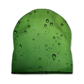 Шапка 3D с принтом Зеленые капли в Новосибирске, 100% полиэстер | универсальный размер, печать по всей поверхности изделия | вода | зеленый | капля