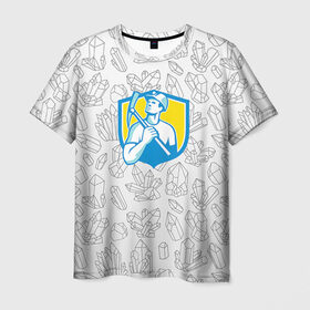 Мужская футболка 3D с принтом Шахтёр в Новосибирске, 100% полиэфир | прямой крой, круглый вырез горловины, длина до линии бедер | горное дело | день шахтера | донбасс | копай добывай | кузбасс | лучший шахтер | уголь | шахта | шахтер