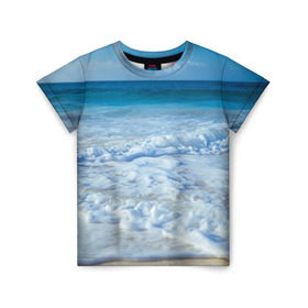 Детская футболка 3D с принтом sea в Новосибирске, 100% гипоаллергенный полиэфир | прямой крой, круглый вырез горловины, длина до линии бедер, чуть спущенное плечо, ткань немного тянется | Тематика изображения на принте: orca | sea | whale | вода | киты | косатки | лето | любовь | море | океан | отдых | пальмы | пляж | солнце