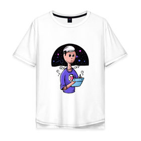 Мужская футболка хлопок Oversize с принтом Дизайнер-иллюстратор в Новосибирске, 100% хлопок | свободный крой, круглый ворот, “спинка” длиннее передней части | веб | дизайнер | иллюстратор | космос | сердце