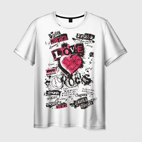 Мужская футболка 3D с принтом Рок сердца 4 в Новосибирске, 100% полиэфир | прямой крой, круглый вырез горловины, длина до линии бедер | Тематика изображения на принте: heart | tattoo | разбитое | сердечко | сердце | тату | татушка