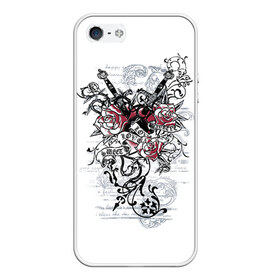 Чехол для iPhone 5/5S матовый с принтом Рок сердца 5 в Новосибирске, Силикон | Область печати: задняя сторона чехла, без боковых панелей | heart | tattoo | разбитое | сердечко | сердце | тату | татушка