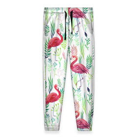 Женские брюки 3D с принтом Цветы и бабочки 2 в Новосибирске, полиэстер 100% | прямой крой, два кармана без застежек по бокам, с мягкой трикотажной резинкой на поясе и по низу штанин. В поясе для дополнительного комфорта — широкие завязки | растения | фламинго